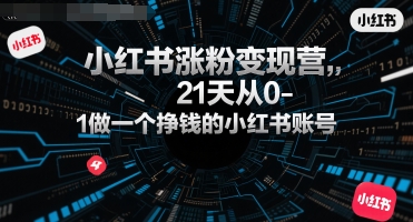 小红书涨粉变现营，21天从0-1做一个挣钱的小红书账号-网赚项目众筹网
