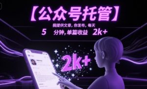 【公众号托管 】我提供文章,你发布,每天5分钟,单篇收益2k+【揭秘】-网赚项目众筹网