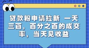 贷款粉申请拉新,一天三张,百分之百的成交率,当天见收益【揭秘】-网赚项目众筹网