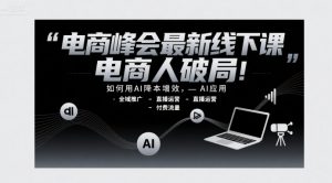 电商峰会最新线下课,电商人破局,如何用AI降本增效,AI应用-全域推广-直播运营-付费流量-网赚项目众筹网