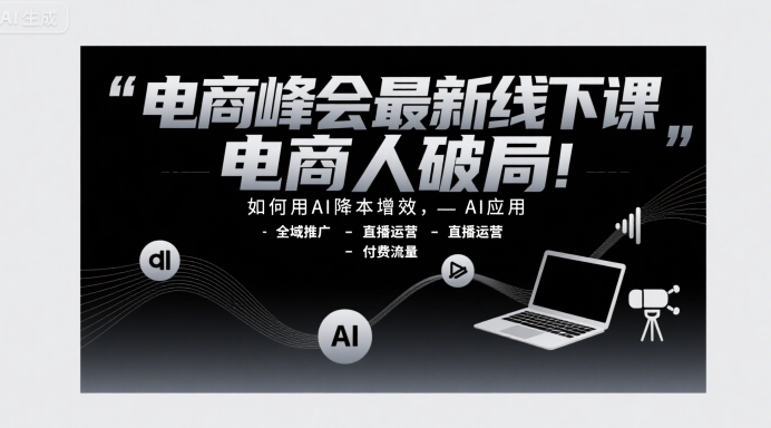 电商峰会最新线下课，电商人破局，如何用AI降本增效，AI应用-全域推广-直播运营-付费流量-网赚项目众筹网