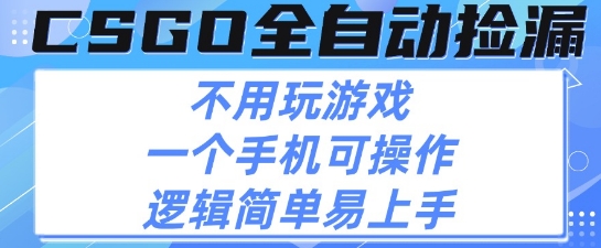 CSGO自动捡漏项目，最新独家玩法，不用挂G不用玩游戏，一个手机即可操作，新手小白轻松月入1W+【揭秘】-网赚项目众筹网