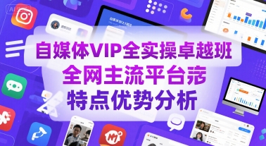 自媒体VIP全实操卓越班，全网主流平台特点优势分析-网赚项目众筹网