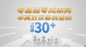 零基础零成本简单高效获客创业粉,一天引流30+-网赚项目众筹网