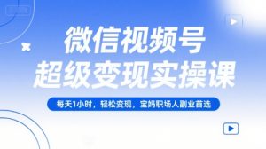 微信视频号超级变现实操课,每天1小时,轻松变现,宝妈职场人副业首选-网赚项目众筹网
