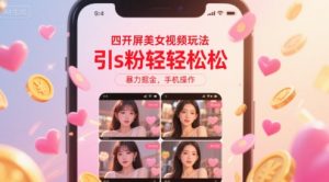 四开屏美女视频玩法,引s粉轻轻松松,暴力掘金,手机操作【揭秘】-网赚项目众筹网