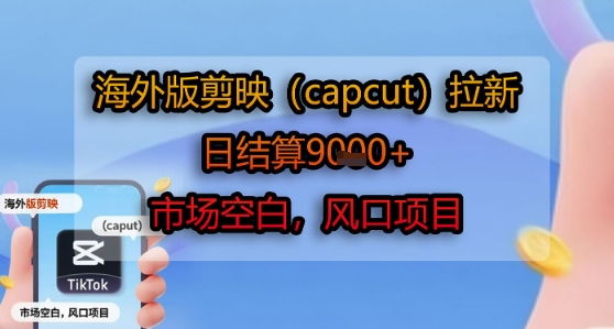 海外版剪映(capcut)拉新，日结算1k+，市场空白，风口项目-网赚项目众筹网