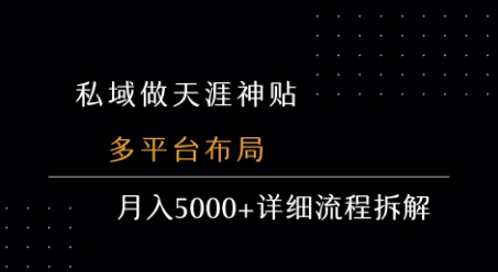 私域做天涯神贴 多平台布局 月入5k+详细流程拆解-网赚项目众筹网