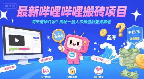 最新哔哩哔哩上B站搬砖项目，每天能挣几张？揭秘一般人不知道的蓝海赛道-网赚项目众筹网