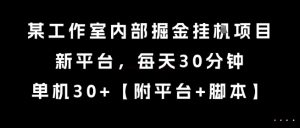 某工作室内部掘金挂G项目,新平台,每天30分钟,单机30+【揭秘】-网赚项目众筹网