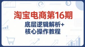 淘宝电商第16期,底层逻辑解析+核心操作教程,运营、推广提升能力的必学课程+配套资料-网赚项目众筹网
