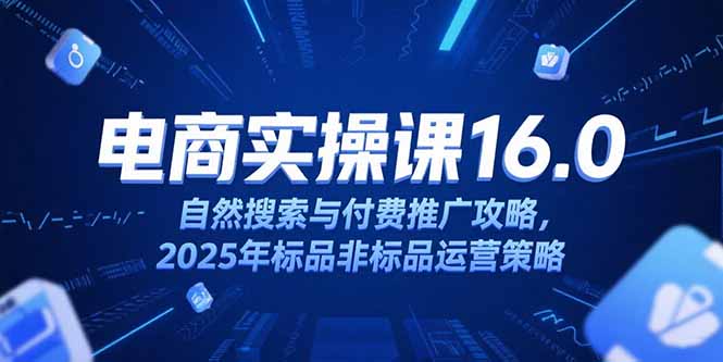 淘宝电商运营课16.0，自然搜索与付费推广攻略，2025年标品非标品运营策略-网赚项目众筹网