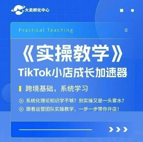 大卖家孵化中心TikTok实操课，TikTok小店成长加速器，跨境基础系统学习，一步一步带你开店-网赚项目众筹网