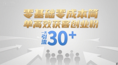 零基础零成本简单高效获客创业粉，一天引流30+-网赚项目众筹网