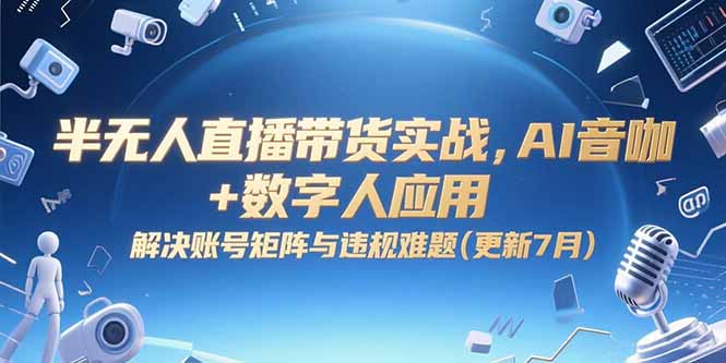 半无人直播带货实战，AI音咖+数字人应用 解决账号矩阵与违规难题(更新7月-网赚项目众筹网
