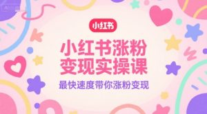 小红书涨粉变现实操课,最快速度带你涨粉变现-网赚项目众筹网