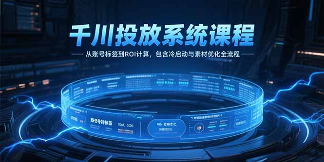 千川投放系统课程，从账号标签到ROI计算，包含冷启动与素材优化全流程-网赚项目众筹网