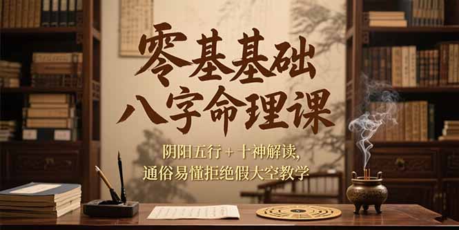 零基础八字命理课，阴阳五行+十神解读，通俗易懂拒绝假大空教学-网赚项目众筹网