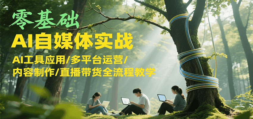 零基础AI自媒体实战，AI工具应用/多平台运营/内容制作/直播带货全流程教学-网赚项目众筹网