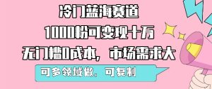 冷门蓝海赛道,1000粉可变现十W,无门槛0成本,市场需求大,可多领域做,可复制性强-网赚项目众筹网