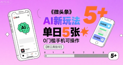 微头条AI新玩法，小白单日5张+，0门槛手机可操作【附工具指令】-网赚项目众筹网