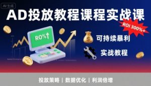 AD投放教程课程实战课，实现广告ROI300%+可持续暴利-网赚项目众筹网
