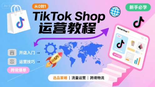TikTok Shop从0到1运营教程，TikTok跨境电商新手必学课程-网赚项目众筹网