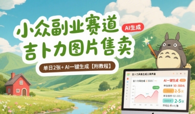 小众副业赛道 吉卜力图片售卖 单日2张+ AI一键生成【附教程】-网赚项目众筹网