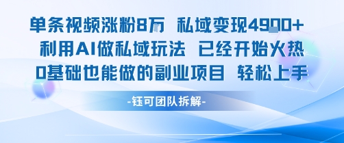 单条视频私域变现4.9k+利用AI做私域玩法 已经开始火热0基础也能做的副业项目轻松上手-网赚项目众筹网