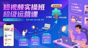 短视频实操班超级运营课,新手小白到短视频大神必修课程,剪辑-拍摄-运营-直播-变现-网赚项目众筹网