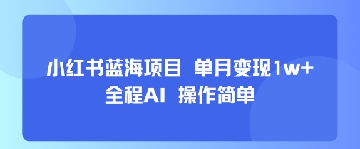 小红书蓝海项目 单月变现1w+ 全程AI 操作简单-网赚项目众筹网