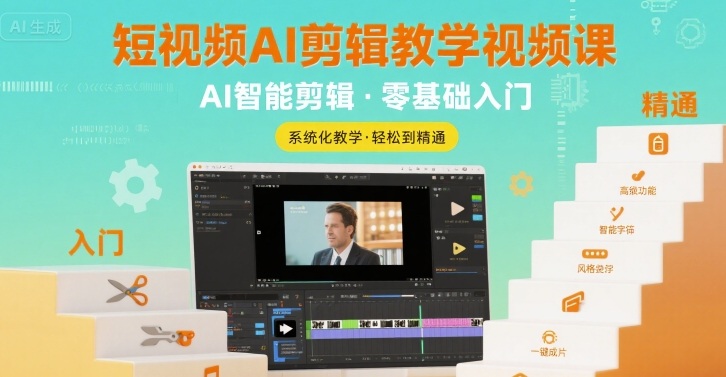 短视频AI剪辑教学视频课，入门到精通-网赚项目众筹网