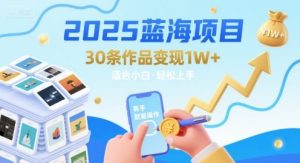 2025蓝海项目30条作品 变现1w+ 有手就能操作适合小白做-网赚项目众筹网