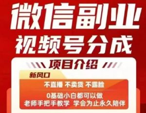 微信副业视频号分成,不直播 不卖货 不露脸,三五分钟即可完成一条作,每日收益几十、几张不等-网赚项目众筹网