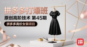 拼多多打爆班原创高阶技术第45期,拼多多高价女装项目-网赚项目众筹网