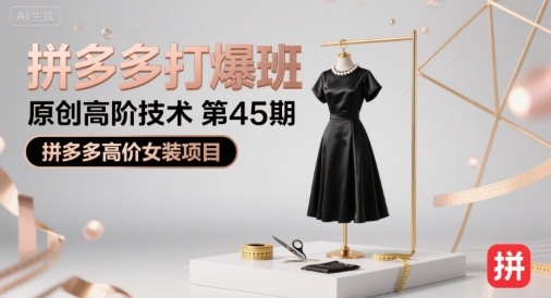 拼多多打爆班原创高阶技术第45期，拼多多高价女装项目-网赚项目众筹网