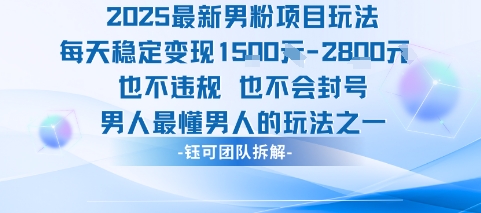 2025最新男粉项目玩法每天变现1k+也不违规也不会封号男人最懂男人的玩法-网赚项目众筹网