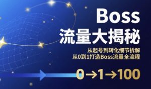 Boss流量大揭秘,从起号到转化细节拆解,从0到1打造Boss流量全流程-网赚项目众筹网