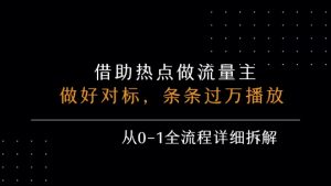 借力热点,乘顺风车玩流量主,条条过万播放, 每月收益5k+,从0-1全流程详细拆解-网赚项目众筹网