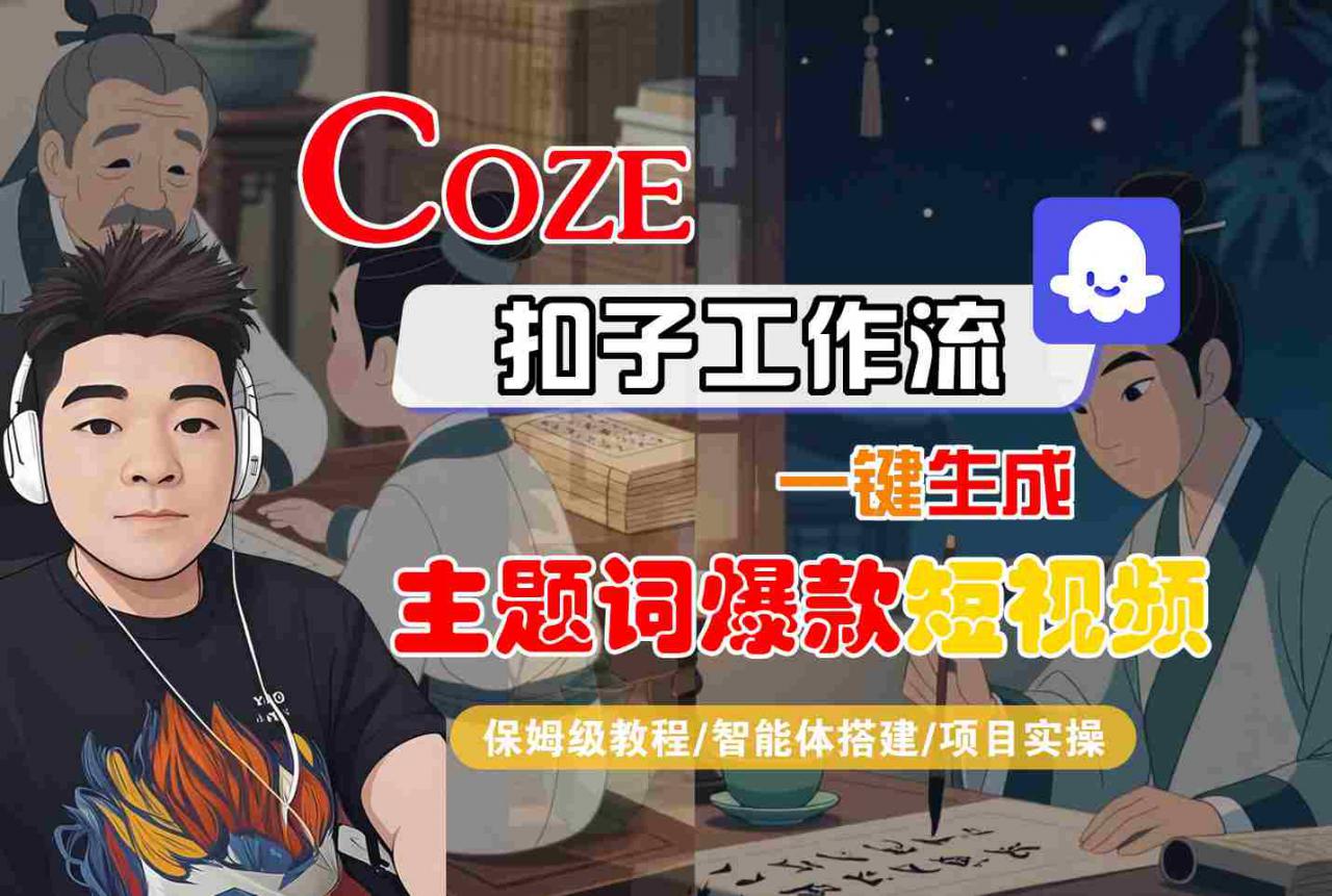COZE扣子工作流一键生成主题词爆款短视频，保姆级教程-智能体搭建-项目实操-网赚项目众筹网