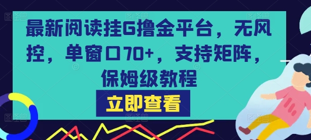 最新阅读挂G撸金平台，无风控，单窗口70+，支持矩阵，保姆级教程【揭秘】-网赚项目众筹网