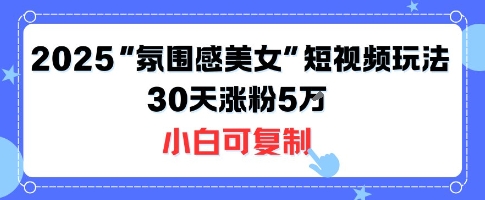 不露脸也能火！2025“氛围感美女”短视频玩法，30天涨粉5W小白可复制-网赚项目众筹网