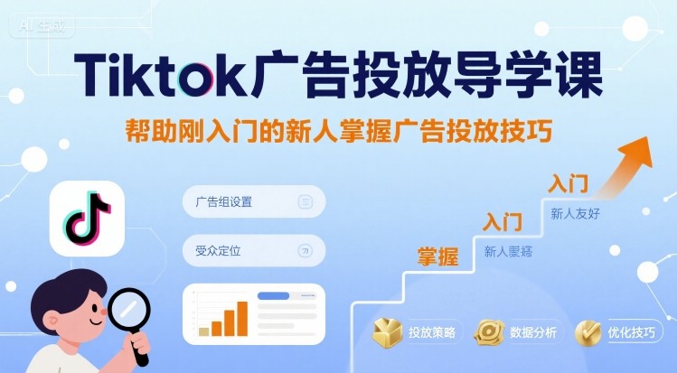 Tiktok广告投放导学课，帮助刚入门的新人掌握广告投放技巧-网赚项目众筹网
