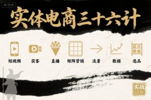 实体电商三十六计,短视频-获客-直播-矩阵营销-流量-数据-选品-网赚项目众筹网