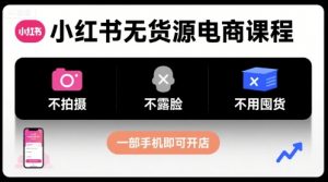 小红书无货源电商课程,不拍摄不露脸不用囤货,一部手机即可开店-网赚项目众筹网