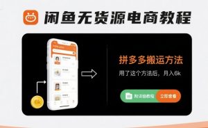 闲鱼无货源电商教程,拼多多搬运方法,用了这个方法后,月入6k(附详细教程)-网赚项目众筹网