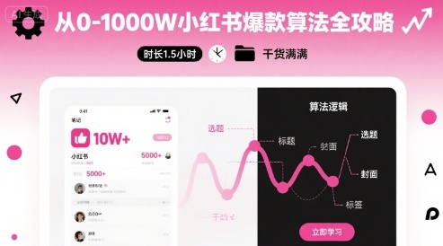 从0-1000W小红书爆款算法全攻略，时长1.5小时，干货满满-网赚项目众筹网