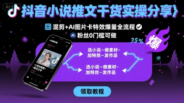 抖音小说推文干货实操分享，混剪+AI图片卡特效爆量全流程，0粉丝0门槛可做-网赚项目众筹网
