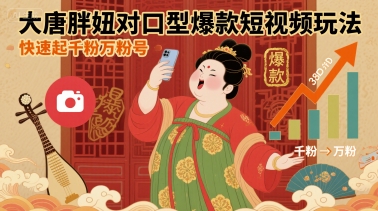 大唐胖妞对口型爆款短视频玩法，快速起千粉万粉号-网赚项目众筹网