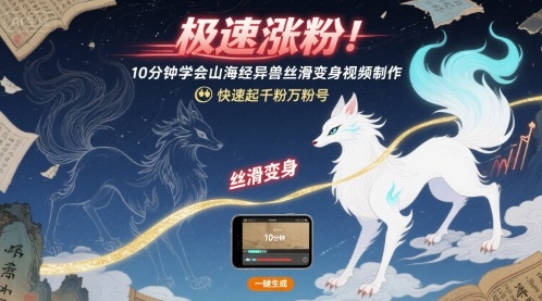 极速涨粉！10分钟学会山海经异兽丝滑变身视频制作，快速起千粉万粉号-网赚项目众筹网